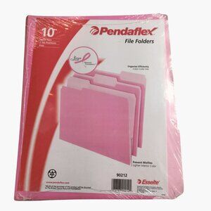 Pendaflex Pink File Folders Letter Size 10 Pack 3 Tab Positions